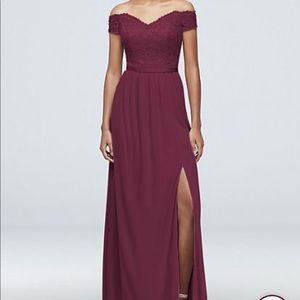 David’s Bridal off the shoulder Bridesmaid dress